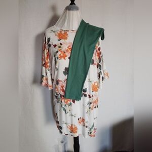 2-Pc Outfit LuLaRoe Leggings O/S Chris & Carol  3/4 Bell Sleeve M/L